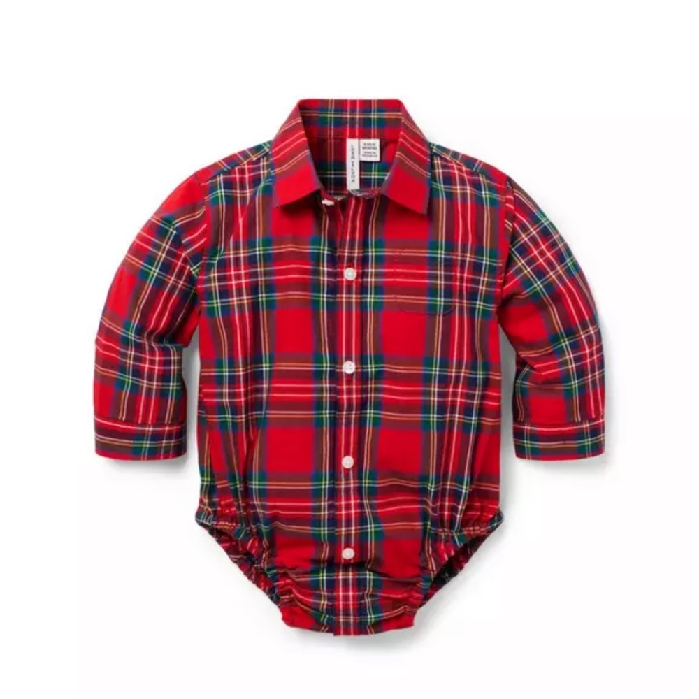 Janie and Jack Plaid Bodysuit Shirt 6-12 - Picture 1 of 3